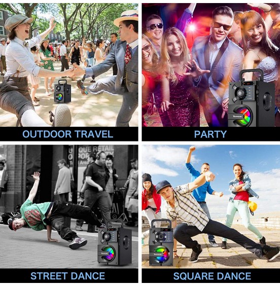 Bluetooth Speaker, Portable Bluetooth Speakers with Subwoofer Wireless Stereo Sound Rich Bass Speakers Outdoor Party Speaker Support Remote Control FM Radio LED Lights for Home, Travel, Camping Bluetooth Speaker, Portable Bluetooth Speakers with Subwoofer Wireless Stereo Sound Rich Bass Speakers Outdoor Party Speaker Support Remote Control FM Radio LED Lights for Home, Travel, Camping